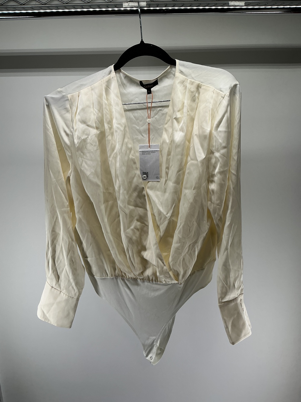 Washable Stretch Silk Surplice Bodysuit